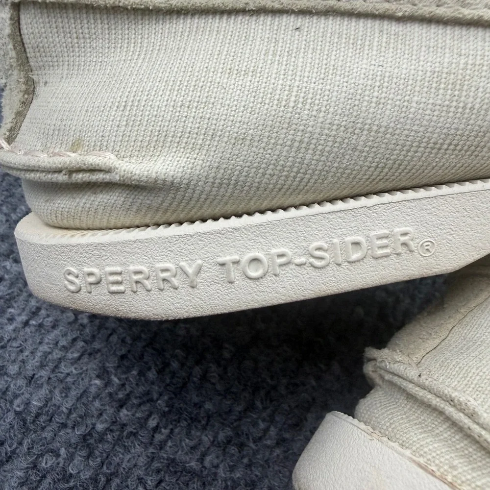 Sperry Top-Sider Mens 8 Boat Shoes Beige Canvas Suede Deck Shoes STS19368